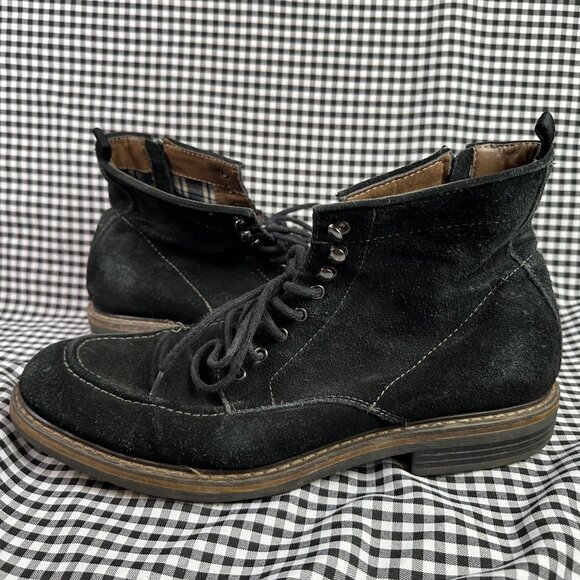 G.H. Bass Men's Reston Suede Black Lace Up Moc Toe Boots Size 11 - Picture 1 of 6